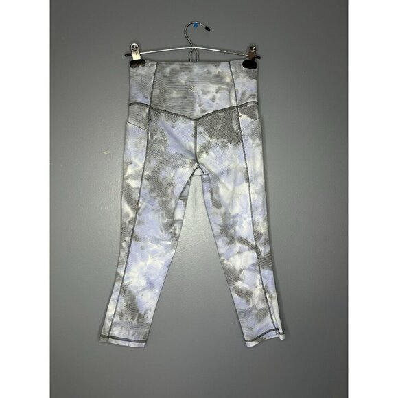 Athleta Salutation Stash Pocket II High Rise Capri S Blue Grey Stripe Powervita - Picture 2 of 15